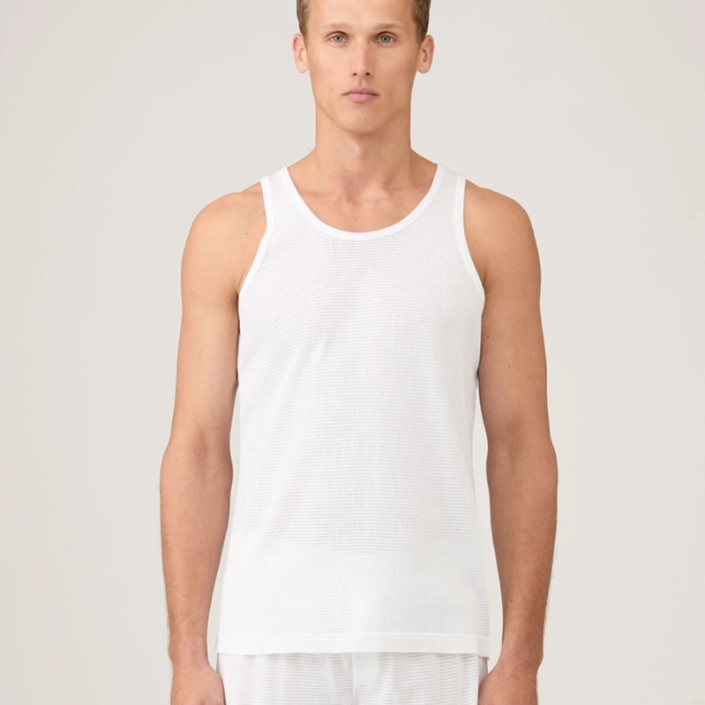 SUNSPEL Men’s Cellular Cotton Undershirt Tank Top, White, Size L